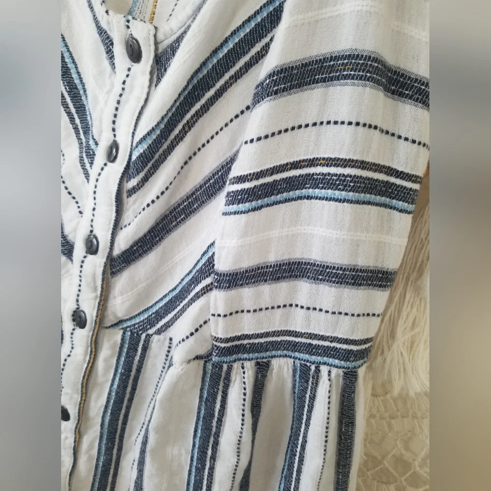 Zara Nantucket Coastal Stripe Button down Dress Size Medium - Picture 3 of 4